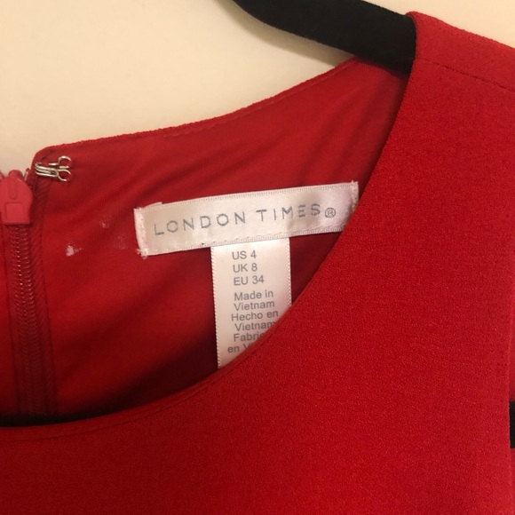 London - NWT - Red - Sleeveless Dress - size 4 - Picture 4 of 6